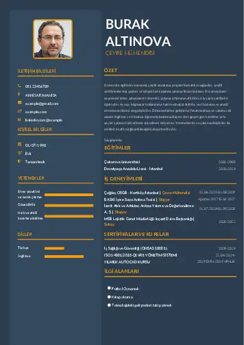 Çevre Mühendisi CV Örnekleri cv indir